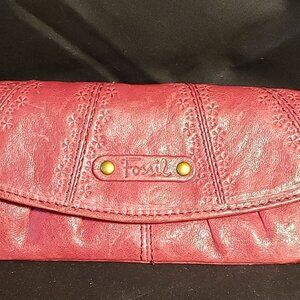 Fossil Clutch / Wallet Red Leather